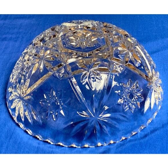 VTG Anchor Hocking Glass Serving Bowl Star of David Pattern 8.5" x 3.5" Sawtooth - Picture 2 of 9
